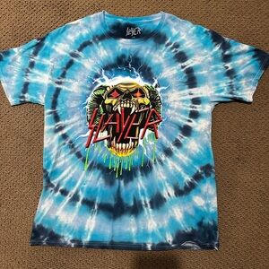 Slayer Demon  Blue Tie-Dye Graphic Tee